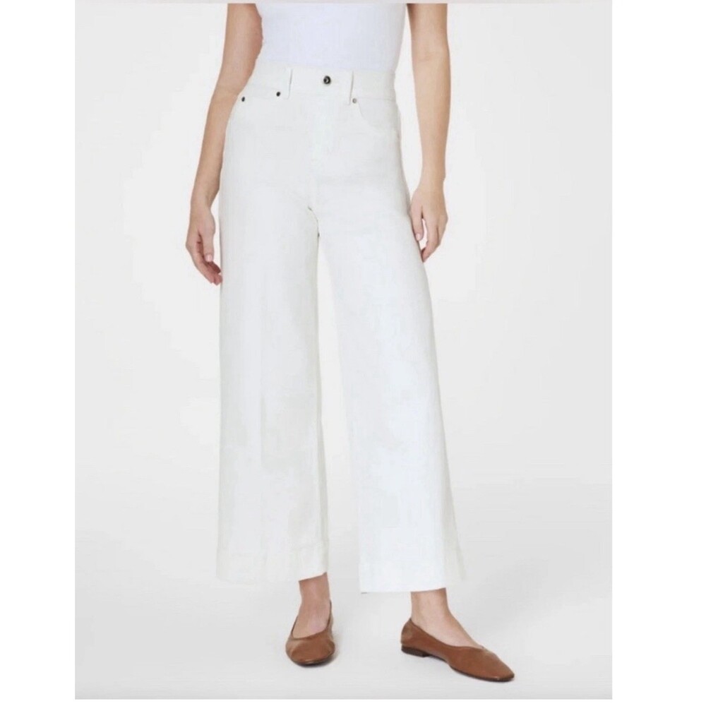 Spanx Women’s EveryWear Cropped Wide Leg Jeans White